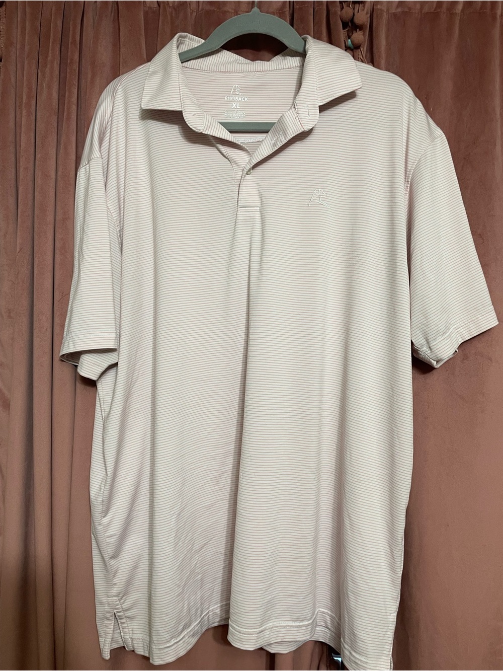 Rhoback Polo Shirt Mens XL pink and white Striped